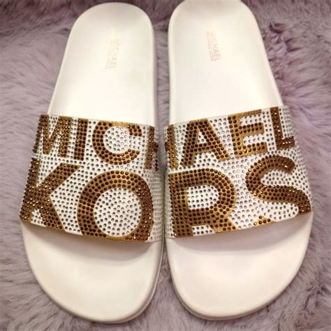 michael kors gilmore embellished slides|Michael Kors gilmore slide sandals.